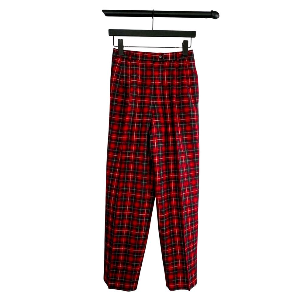 Talbots Red Tartan Plaid Wool Trousers 4 Dark Academia Equestrian PreppyStyle